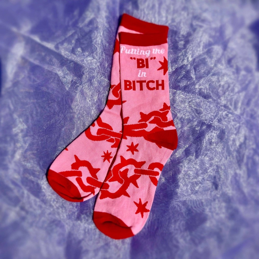 Putting the Bi in B*tch Pink and Red Graphic Socks